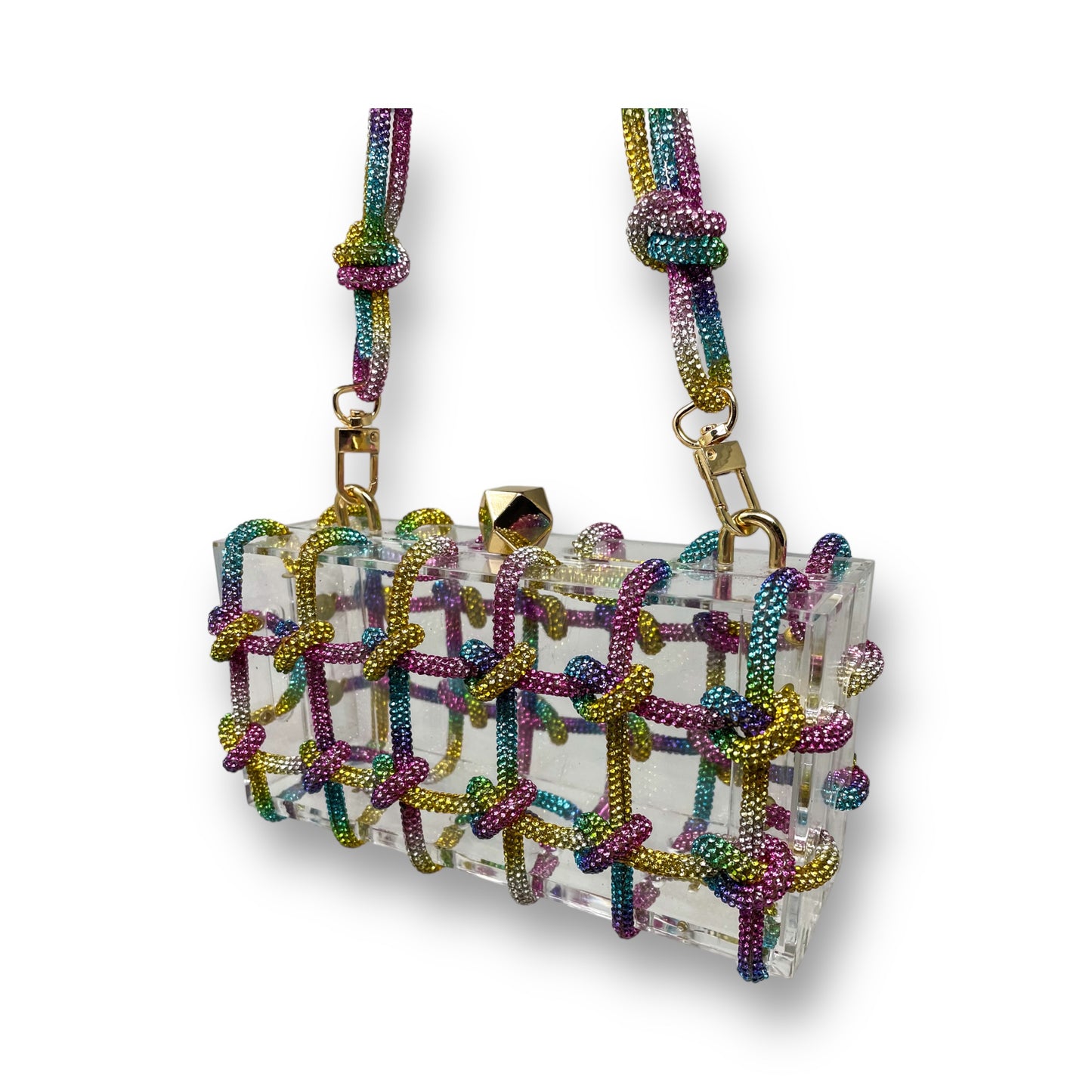 Multicolor rhinestone acrylic bag
