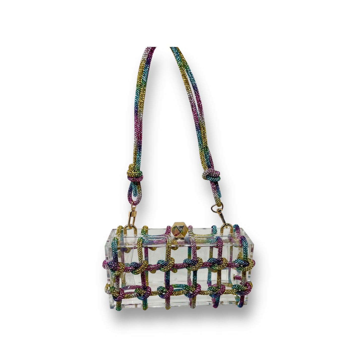 Multicolor rhinestone acrylic bag