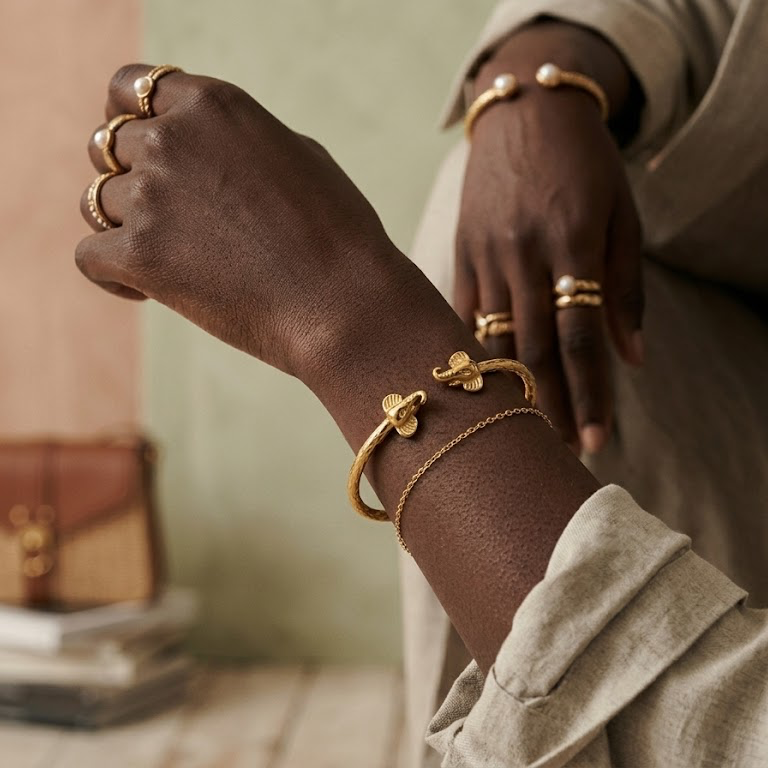 Gold Elephant Cuff Bangle Bracelet – Waterproof Stainless Steel Open Bangle, Gold Plated Elephant Jewelry