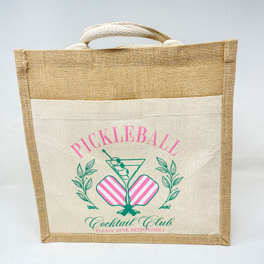 Jute Pickleball Tote Bag