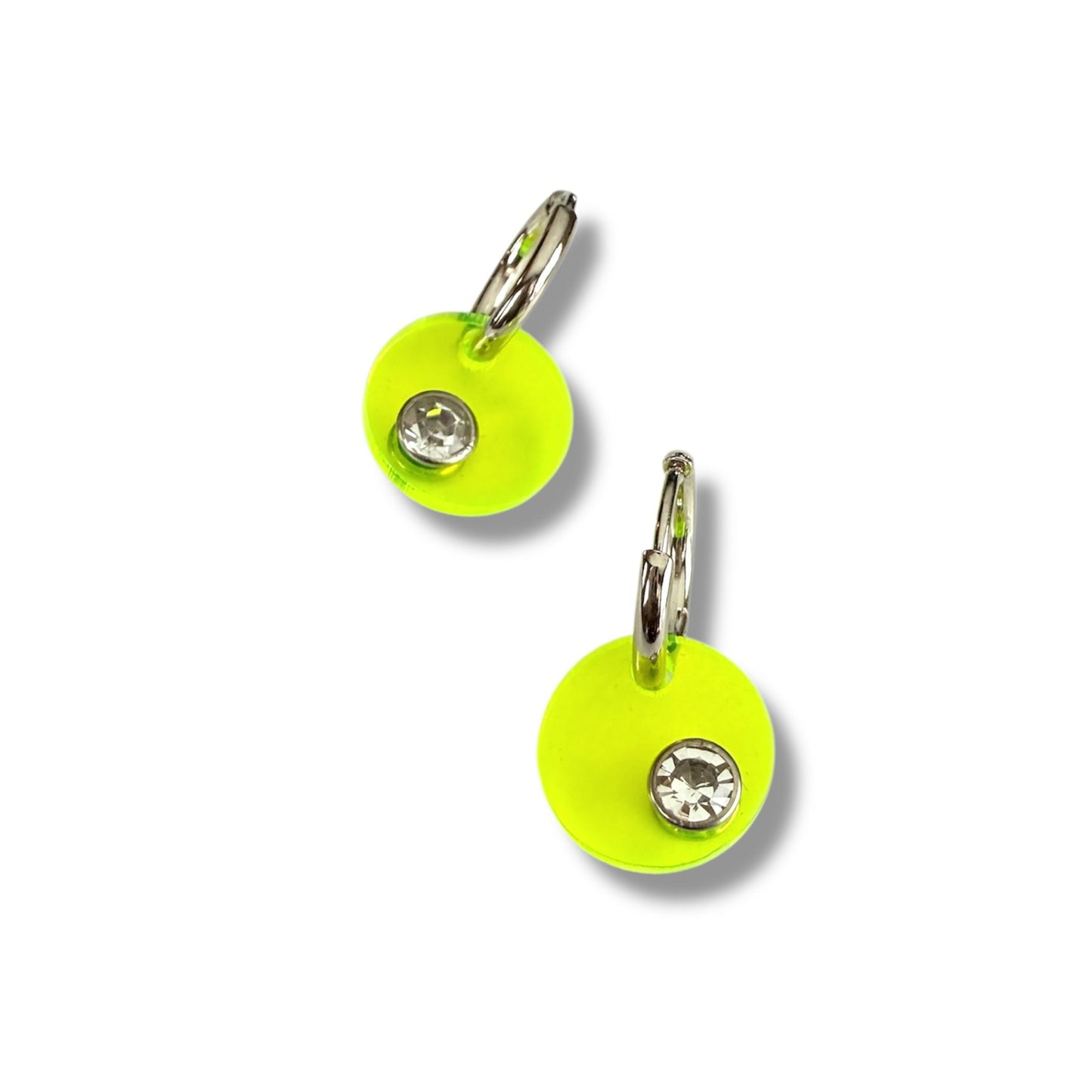 Neon Green Charm Huggie Earrings
