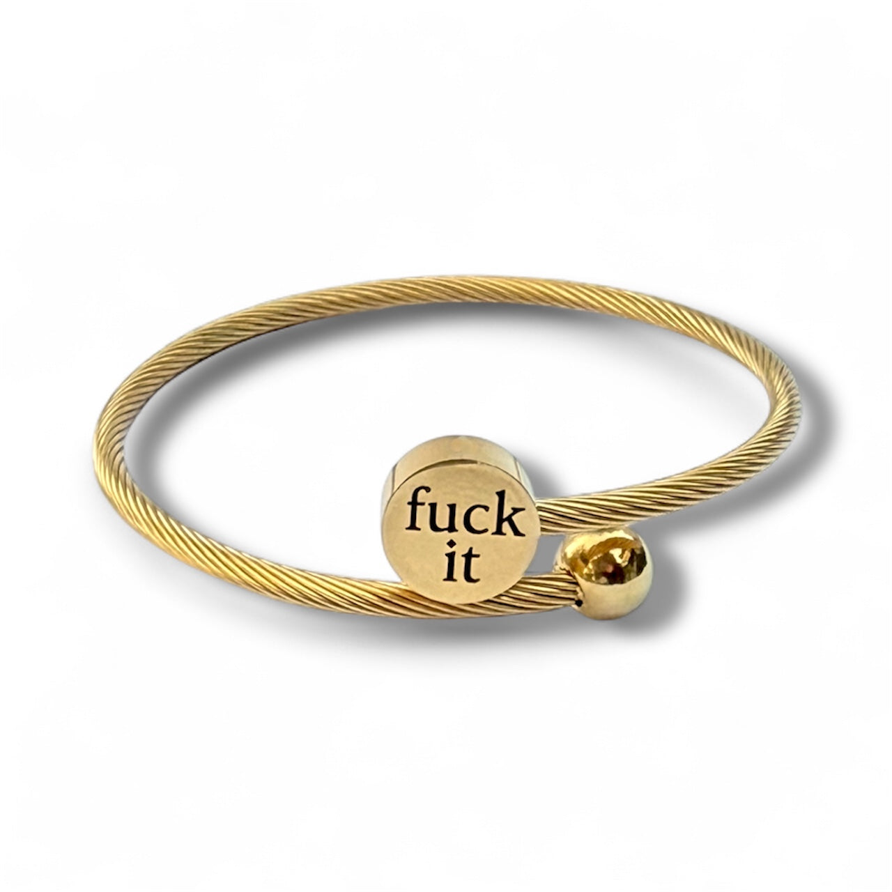 F*ck It Gold Cable Bangle