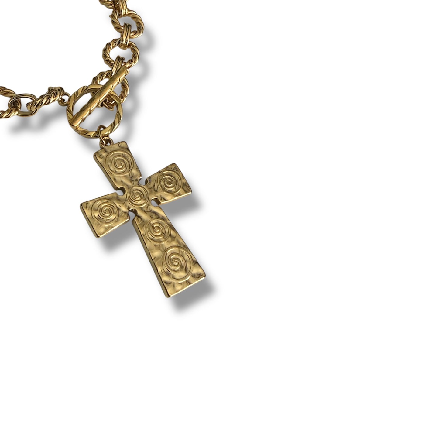 Gold Chunky Cross Statement Bracelet