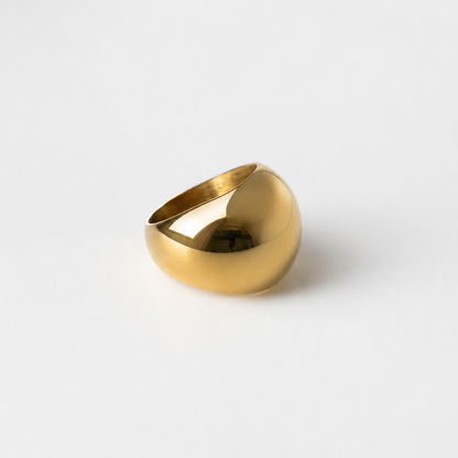 Gold Dome Statement Ring – Waterproof Stainless Steel Bold Ring