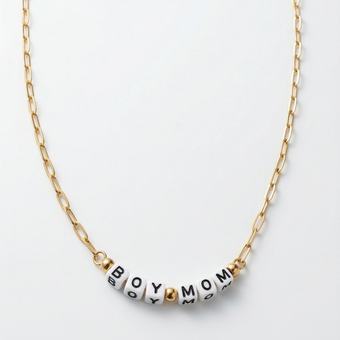 Boy Mom Gold Beaded Necklace | Waterproof Non-Tarnish Layering Necklace