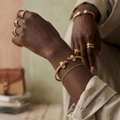 Gold Elephant Cuff Bangle Bracelet – Waterproof Stainless Steel Open Bangle, Gold Plated Elephant Jewelry