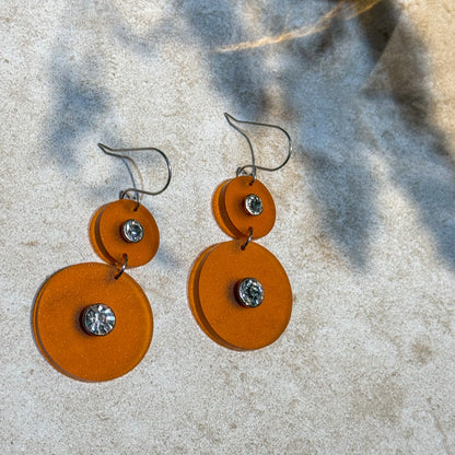 Matte Orange Lightweight Acrylic Earrings with Silver Stainless Steel Detail – Modern Minimalist Jewelry