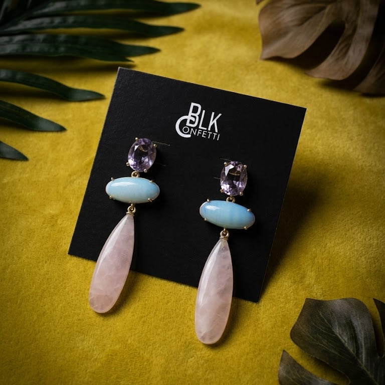 Isla Multi-Stone Drop Earrings | Gold Plated