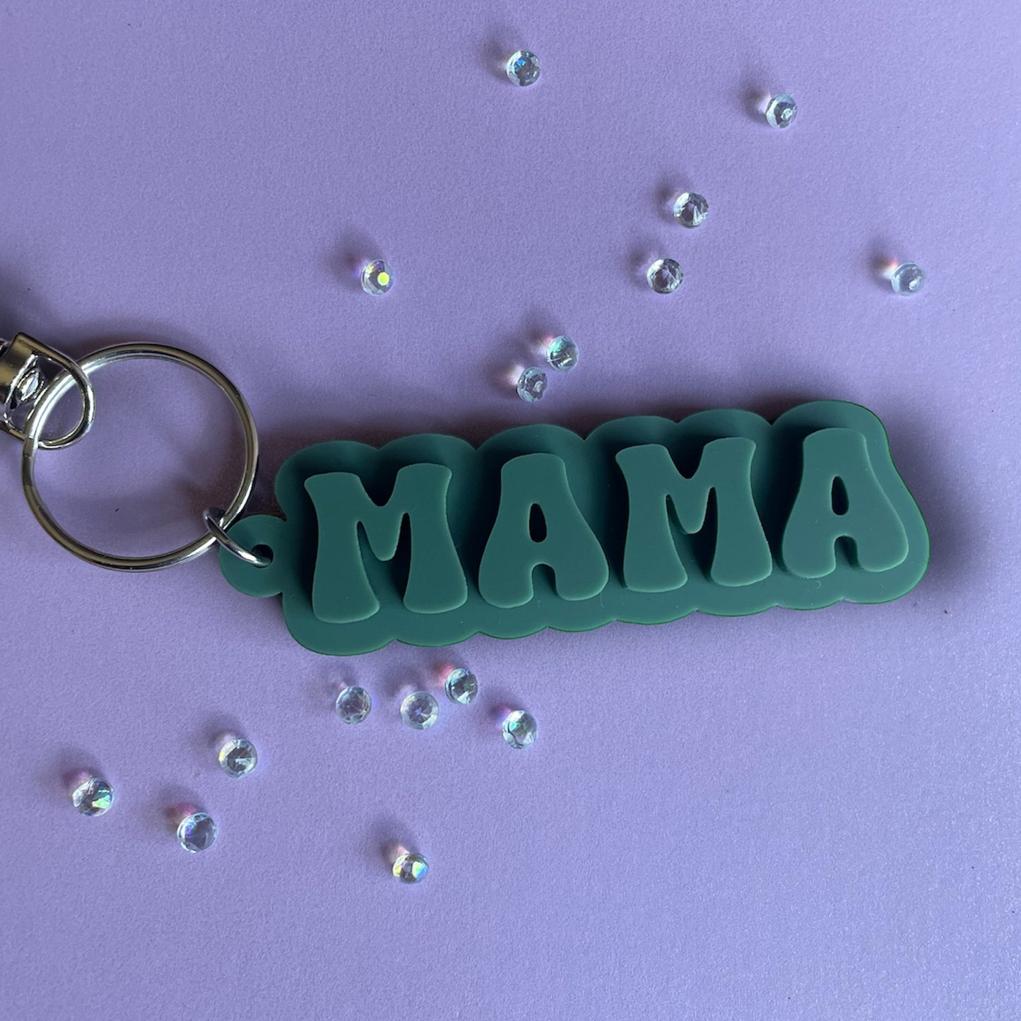 Retro Mama Keychain Green