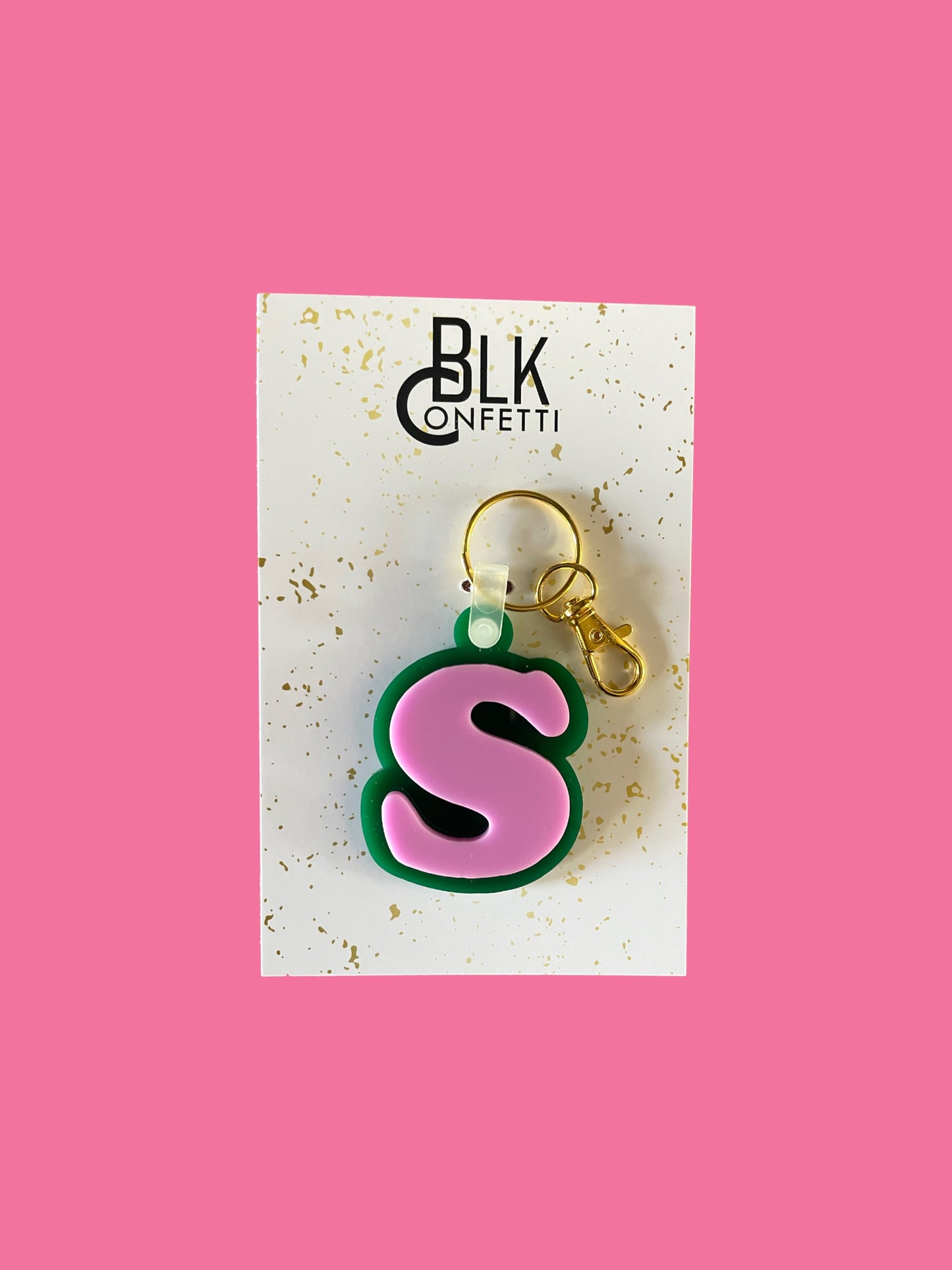 Pink and Green Letter Keychain