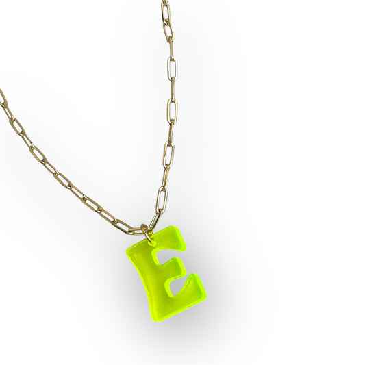 Neon Acrylic Initial Necklace on 18K Gold-Filled Chain – Personalized Hypoallergenic Jewelry