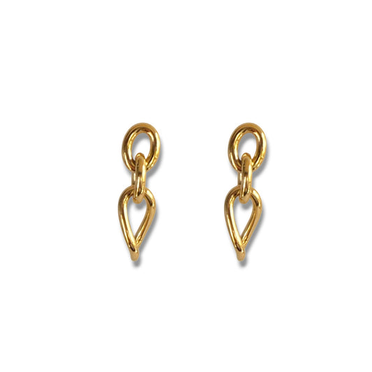 Gold Teardrop Linked Earrings