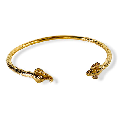 Large Gold Elephant Cuff Bangle Bracelet – Waterproof Stainless Steel Open Bangle, Gold Plated Elephant Jewelry
