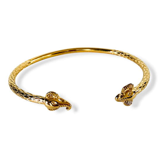 Large Gold Elephant Cuff Bangle Bracelet – Waterproof Stainless Steel Open Bangle, Gold Plated Elephant Jewelry