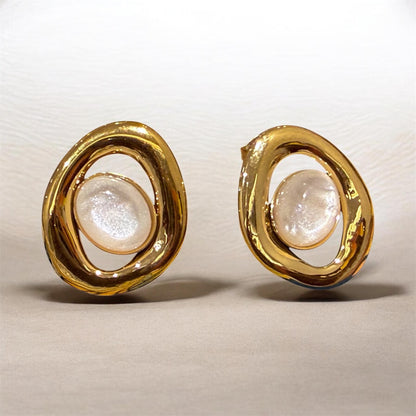 Solene Pearl Orbit Earrings | Tarnish-Resistant Stainless Steel