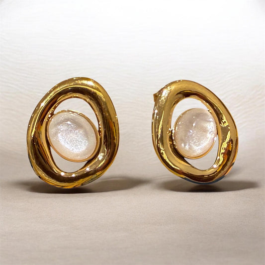 Solene Pearl Orbit Earrings | Tarnish-Resistant Stainless Steel
