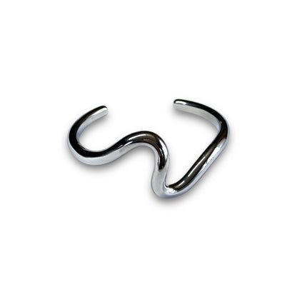 Stainless steel wave bracelet with minimalist design and polished finish